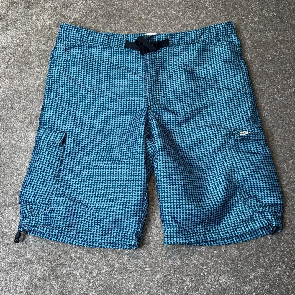 Nike Sportswear 376790-405 Utility Shorts L Teal‎ Geo Belted Sustainable Hybrid